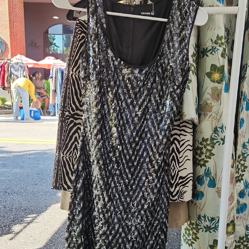 Calvin Klein Black and Silver Sequin Dress